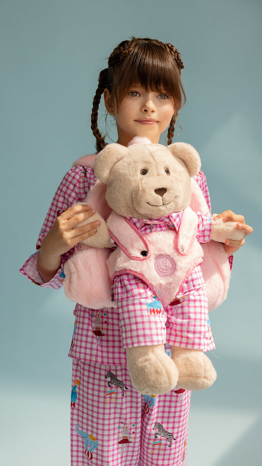 Pink Circus Sırt Çantalı Uyku Arkadaşlı Pijama Seti