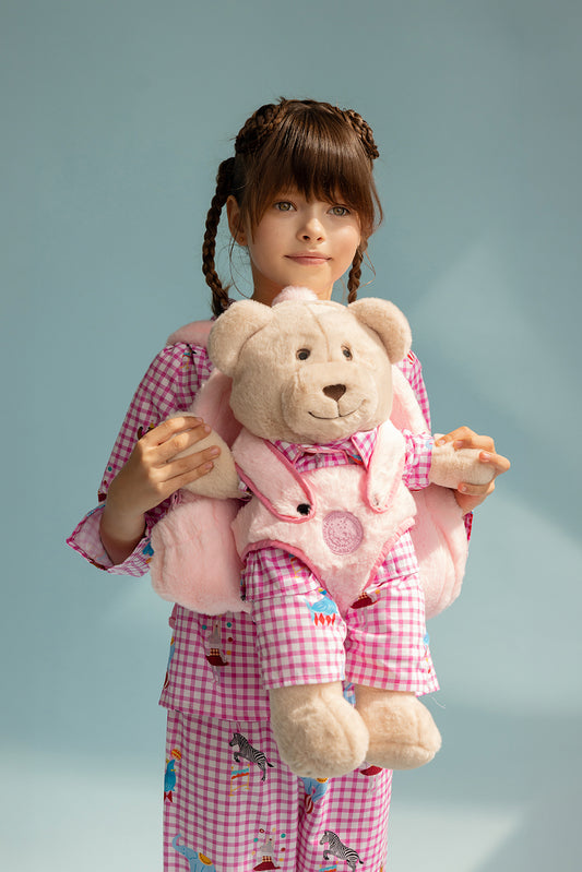 Pink Circus Sırt Çantalı Uyku Arkadaşlı Pijama Seti
