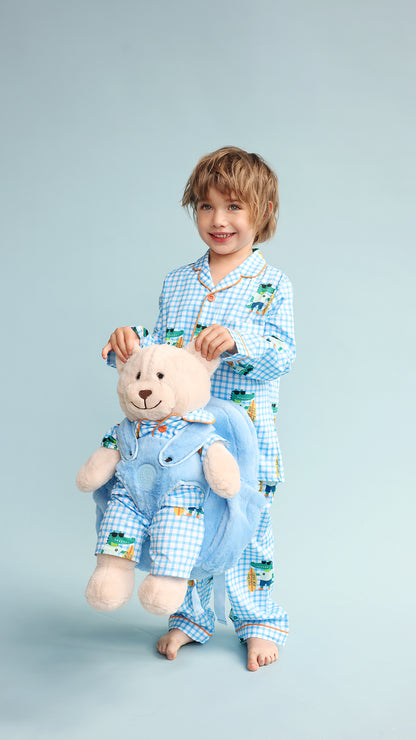 Surfer Dino Sırt Çantalı Uyku Arkadaşlı Pijama Seti