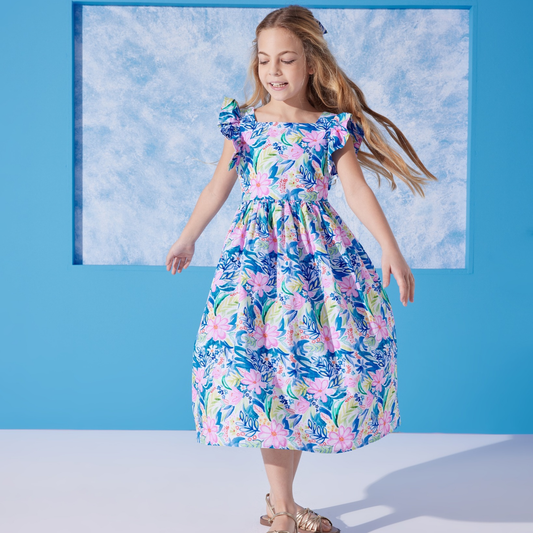 Watercolor Elbise ve Fiyonk Toka